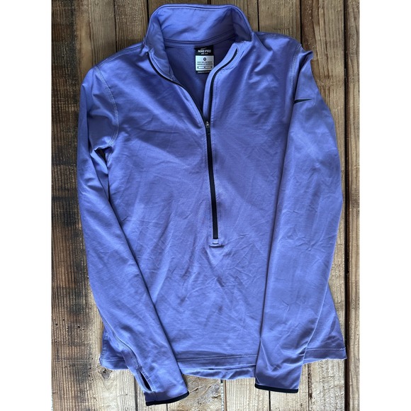 Nike Tops - Nike Pro Dri-FIT Womens Purple Half Zip Pullover Training Top Thumbholes Size M